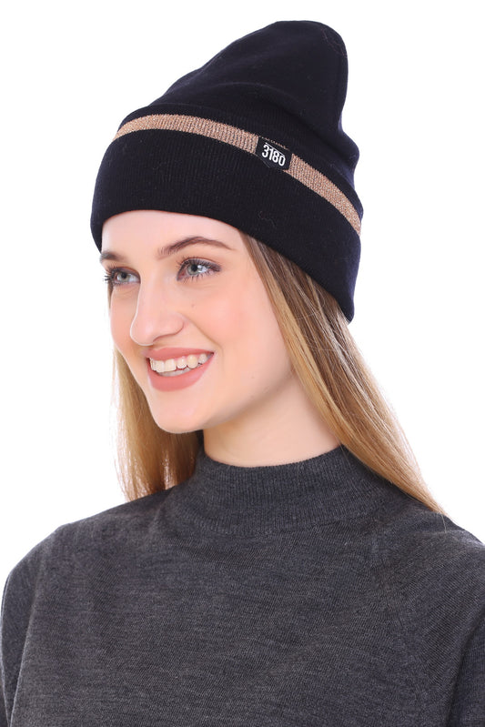 Snuggle Chic: Ladies Winter Black Beanie Cap for Ultimate Comfort and Warmth