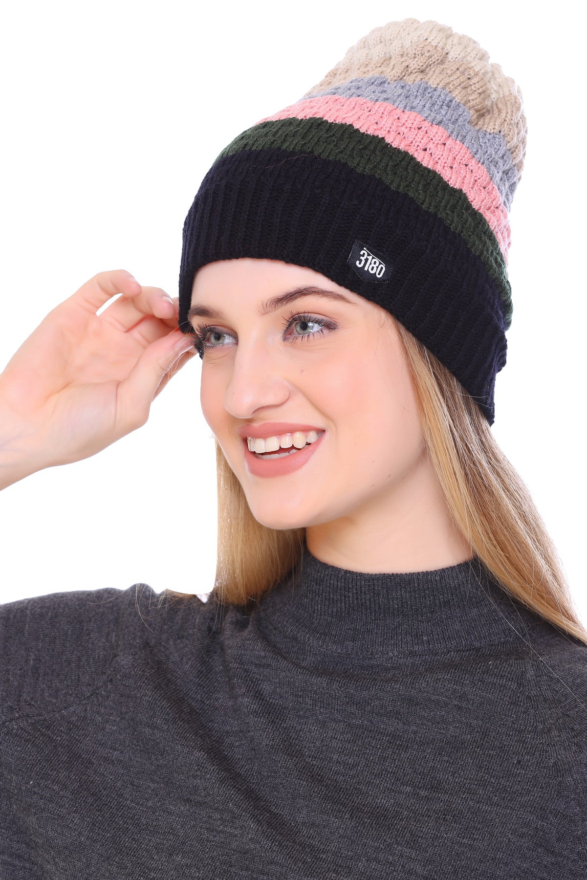 Enchanting Rainbow: Woollen Cap with Beautiful Colors for Girls