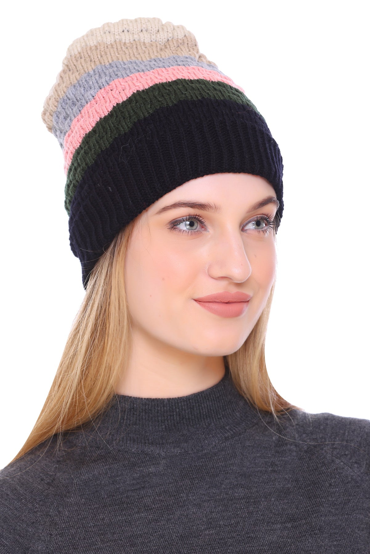 Enchanting Rainbow: Woollen Cap with Beautiful Colors for Girls